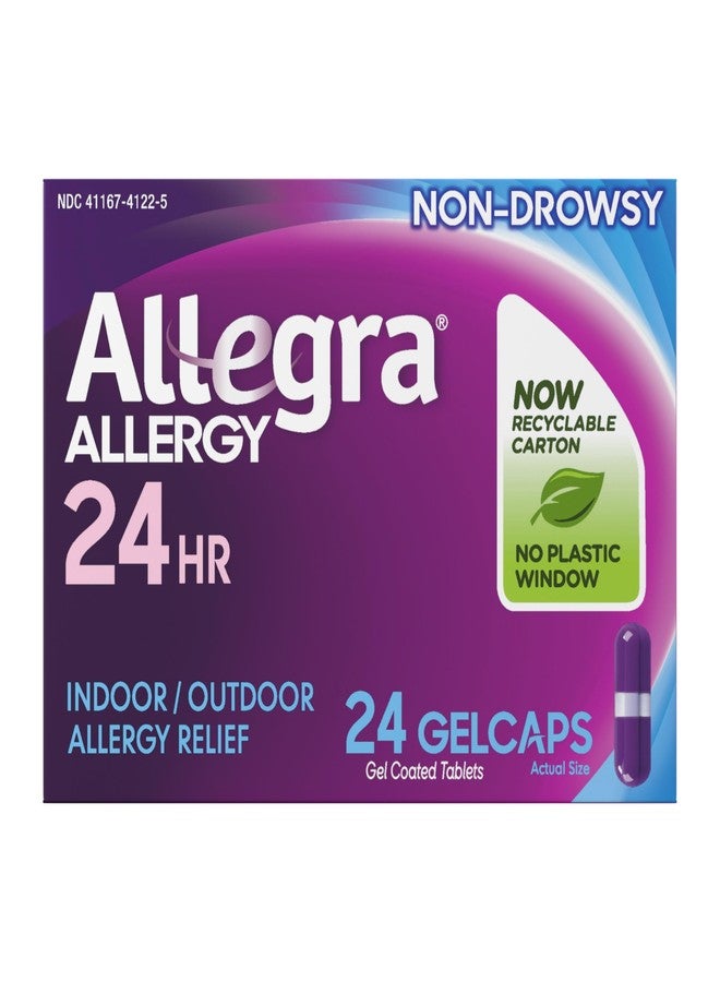 Allegra Adult 24-Hour Allergy Relief Gelcaps, Non-Drowsy Indoor and Outdoor Allergy Medicine, 180 mg Fexofenadine HCI Antihistamine Pill, 24-Count - Image 1